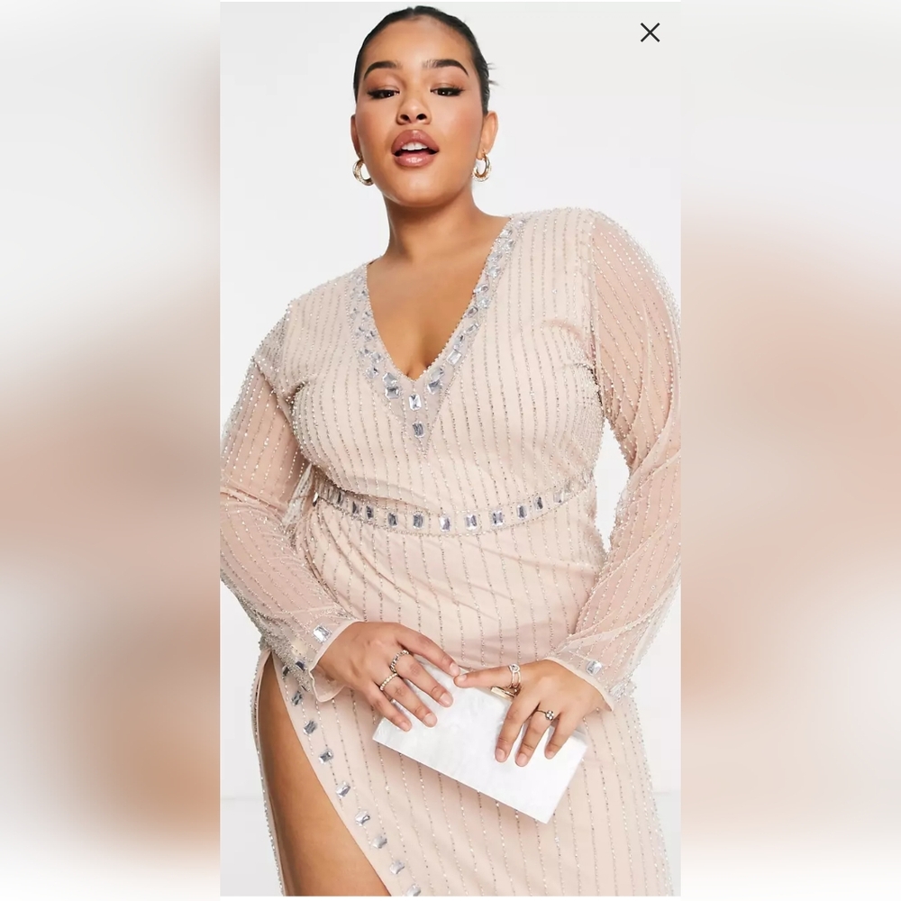 🎉HP🎊 Women's Embellished ASOS Gown with Thigh High Split - Picture 4 of 7